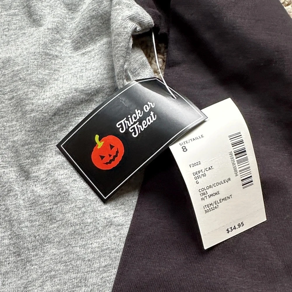 NWT Gymboree black and gray raglan size 8 Halloween Dog Trick or Treat Shirt